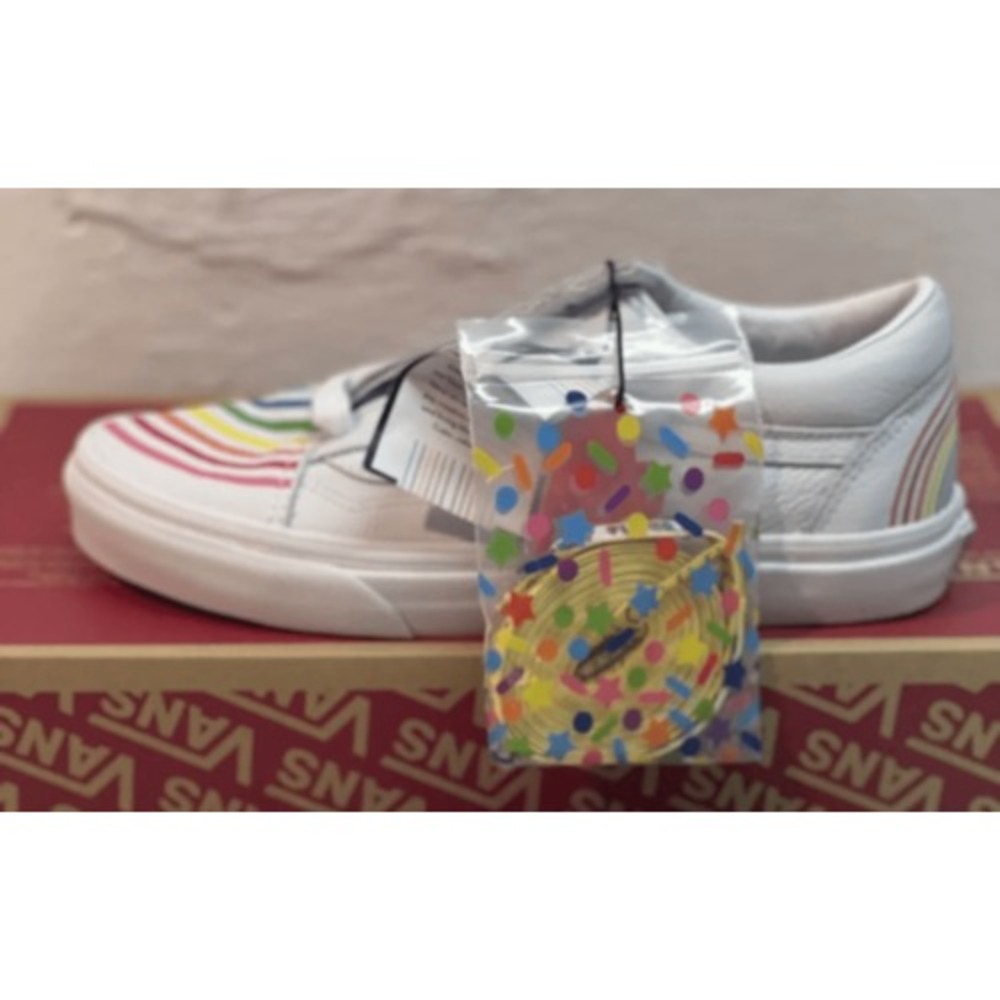 Vans Sneakers Old Skool Flour Shop Rainbow Men's Size‎ 10.5 Women 12 White New - Picture 3 of 11
